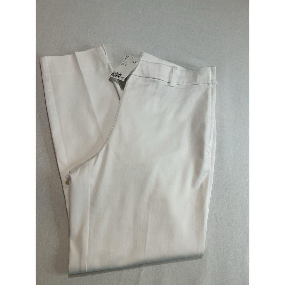 H&M White Super Stretch Pants‎ dress slacks side zipper Womens 12